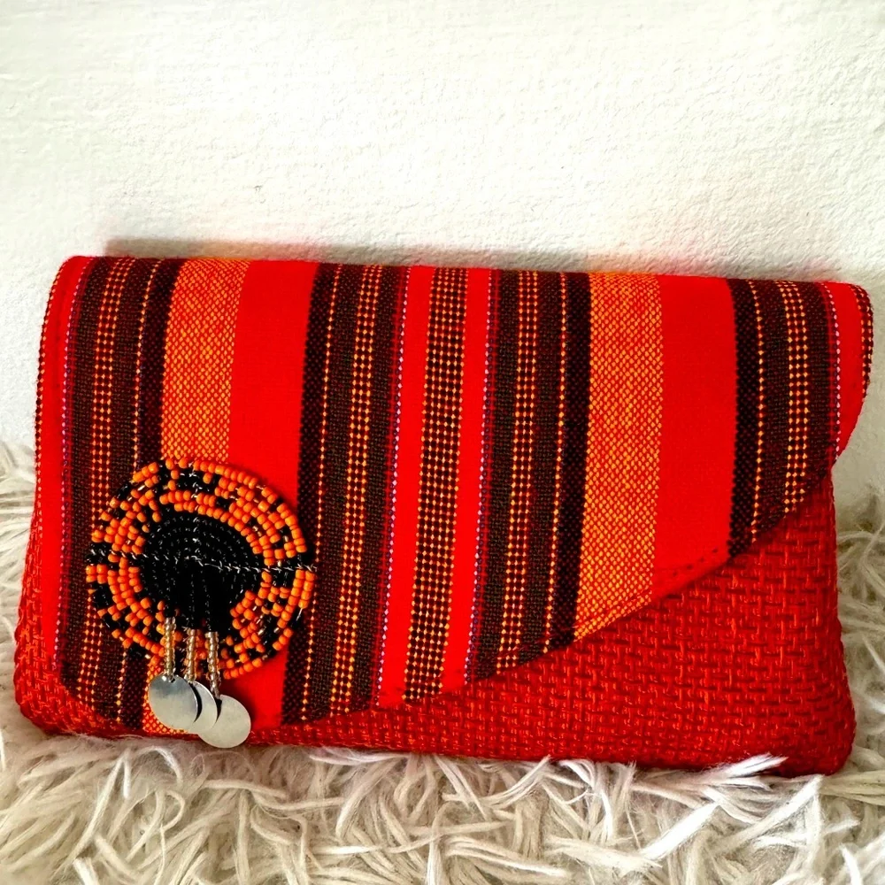 West African Beaded Straw Clutch